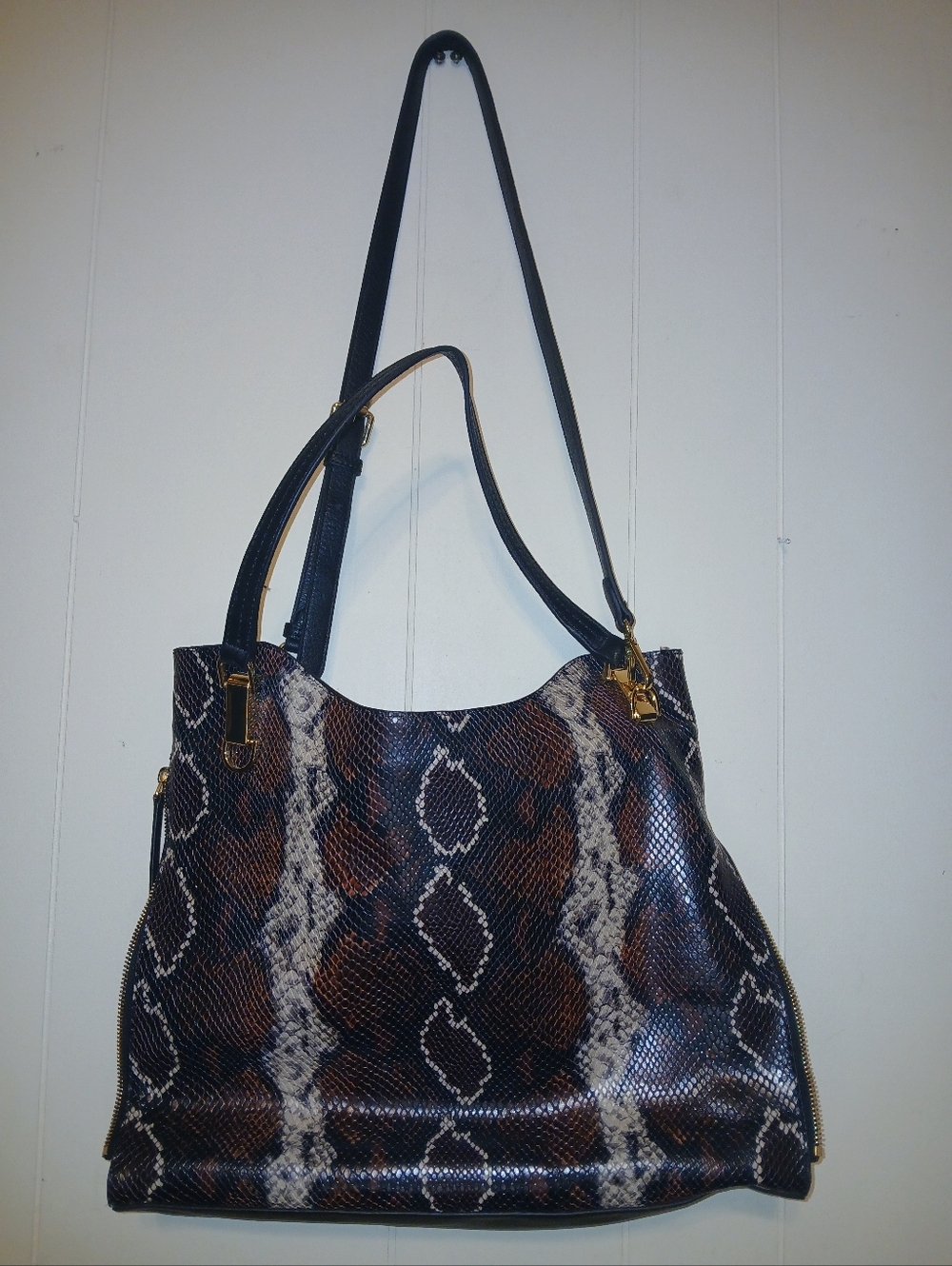 Vince CAMUTO Python-Print Tote Bag with Dual Straps - Brown/Black